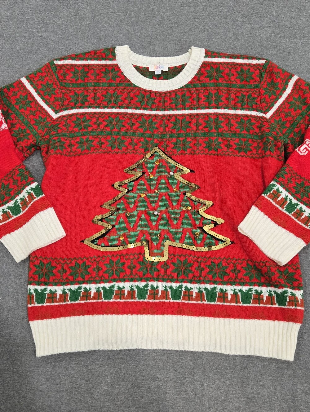 Ugly Christmas Sweater Christmas Tree Sequins Bells Womens XL Holiday Festive